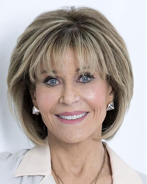 Blonde 12" Straight Bobs Chin Length Jane Fonda Wigs