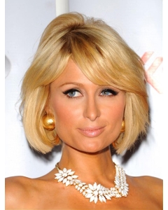Fashionable Blonde Straight Chin Length Paris Hilton Wigs Fashionable Blonde Straight Chin Length Paris Hilton Wigs