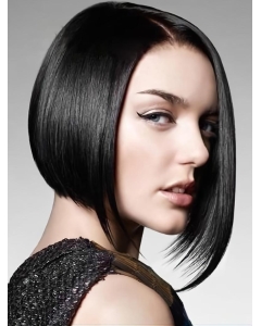 Designed Black Chin Length Human Hair Wigs Designed Black Chin Length Human Hair Wigs