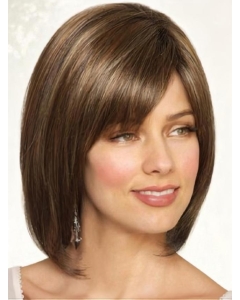 Popular Brown Chin Length Straight Wigs For Cancer Popular Brown Chin Length Straight Wigs For Cancer