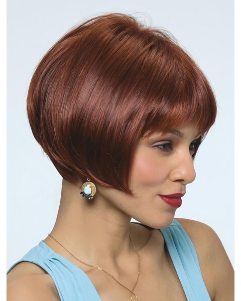 Refined Red Straight Chin Length Bob Wigs Refined Red Straight Chin Length Bob Wigs