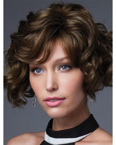 Brown 10" With Bangs Chin Length Incredible Monofilament Wigs Brown 10" With Bangs Chin Length Incredible Monofilament Wigs