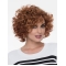 Curly Auburn With Bangs Mono Natural Looking Synthetic Lace Wigs
