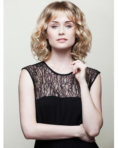 10" Curly Blonde With Bangs Medium Wigs 10" Curly Blonde With Bangs Medium Wigs