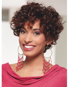 Fabulous Auburn Chin Length Curly With Bangs New Design Wigs Fabulous Auburn Chin Length Curly With Bangs New Design Wigs