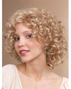 Shining Blonde Curly Chin Length Synthetic Wigs Shining Blonde Curly Chin Length Synthetic Wigs