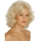Pleasing Blonde Curly Chin Length Classic Wigs