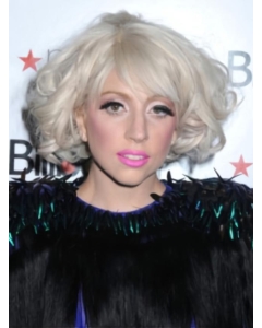 Sleek Curly Chin Length Lady Gaga Wigs Sleek Curly Chin Length Lady Gaga Wigs