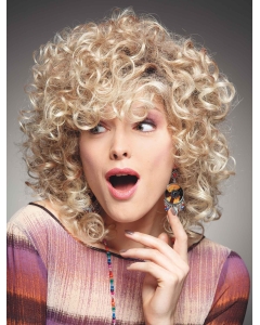 Fashional Blonde Chin Length Curly With Bangs Beautiful Wigs Fashional Blonde Chin Length Curly With Bangs Beautiful Wigs