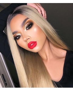 Golden Long Straight  Grunge Synthetic Lace Front Wigs For Women Without Bang Golden Long Straight  Grunge Synthetic Lace Front Wigs For Women Without Bang