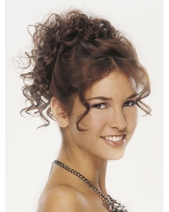 Designed Brown Curly Clip in Hairpieces Designed Brown Curly Clip in Hairpieces