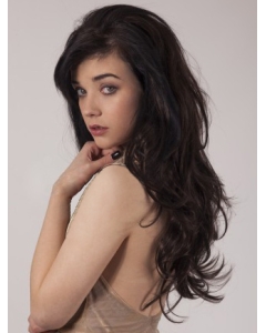 Beautiful Black Wavy Long Human Hair Wigs & Half Wigs Beautiful Black Wavy Long Human Hair Wigs & Half Wigs