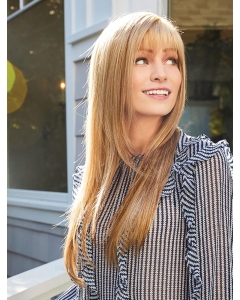 Capless Brown 18"  Long  Straight With Bangs Monofilament synthetic  Women Wigs Capless Brown 18"  Long  Straight With Bangs Monofilament synthetic  Women Wigs