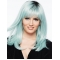 Nice Capless Long Straight White With Bangs Synthetic Women Wigs