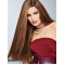 24'' Long Straight 100% Hand-Tied Brown Without Bangs Hand-tied Human Hair Women Wigs