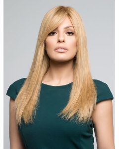 Fashion 18'' Blonde Straight Long With Bangs Mono Top Human Hair Women Wigs Fashion 18'' Blonde Straight Long With Bangs Mono Top Human Hair Women Wigs