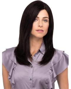 16'' long Straight Mono top Black With Bangs Human Hair Women Wigs