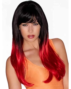 22" Long Straight Ombre/2 tone With Bangs Lace Front Synthetic  Wigs For Women 22" Long Straight Ombre/2 tone With Bangs Lace Front Synthetic  Wigs For Women