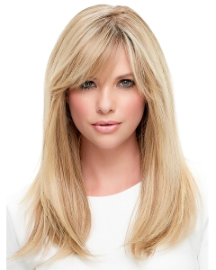 18" Long Straight With Bangs 100% Hand-Tied Mono Top Human Hair Women Wigs  18" Long Straight With Bangs 100% Hand-Tied Mono Top Human Hair Women Wigs