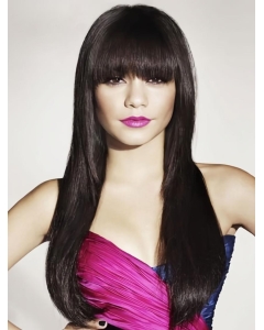 26'' Polite Black Straight Long Capless Human Hair Women Wigs 26'' Polite Black Straight Long Capless Human Hair Women Wigs