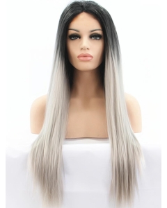 24" Straight Long Lace Front Two Tone Indian Remy Human Hair Women Wigs 24" Straight Long Lace Front Two Tone Indian Remy Human Hair Women Wigs