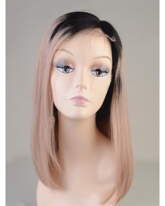 14'' Long Straight Ombre Color Customized Full Lace  Lob Full Blunt Ends Human Hair Women Wig 14'' Long Straight Ombre Color Customized Full Lace  Lob Full Blunt Ends Human Hair Women Wig