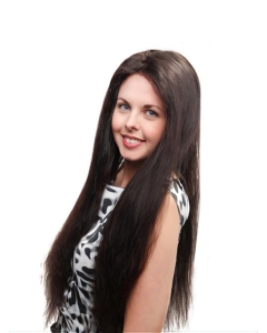26'' Sleek Black Straight 100% Hand-Tied Mono Top Lace Front Remy Human Hair Women Wigs 26'' Sleek Black Straight 100% Hand-Tied Mono Top Lace Front Remy Human Hair Women Wigs
