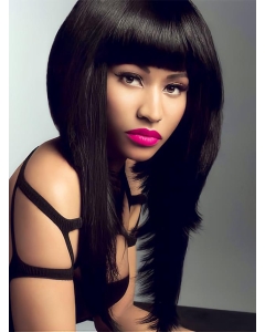 18'' New Black Lace Front Long Indian Remy  Human Hair Nicki Minaj Women Wigs 18'' New Black Lace Front Long Indian Remy  Human Hair Nicki Minaj Women Wigs