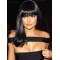 14'' Long Straight  Lace Front Black With Bangs Remy Human Hair Kylie Jenner Inspired Women Wigs