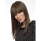 16'' Perfect Long Straight With Bangs Mono Top Brown Elegant Human Hair Women Wigs