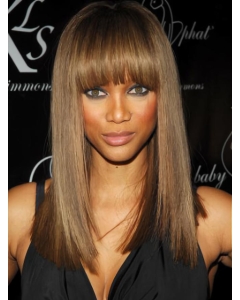 Tyra Banks Mysterious Playful Long Straight Glueless Lace Front Human Hair Wig 16 Inches with Straight Bangs Tyra Banks Mysterious Playful Long Straight Glueless Lace Front Human Hair Wig 16 Inches with Straight Bangs