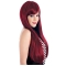 24 Inches Long Straight With Bangs Lace Front Smooth Red Synthetic Women Wigs