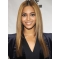 18'' Beyonce Knowles Pretty Layered Glossy Long Straight Lace Front Human Hair  Women Wig 