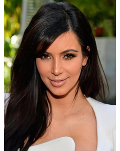 18'' Kim Kardashian Long Straight  Lace Front  Side Bang Hairstyle Human Hair Women Wig  18'' Kim Kardashian Long Straight  Lace Front  Side Bang Hairstyle Human Hair Women Wig