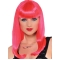 16 Inches Long Straight  Red Pink Straight Lace Front Synthetic Women Wigs