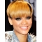 8'' Short Straight with Bangs Rihanna Watermelon Taro Style Lace Front Human Hair Women Wig 