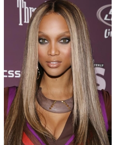 22''  Long Straight Lace Front Human Hair Women Tyra Banks Chic and Stylish Wig  22''  Long Straight Lace Front Human Hair Women Tyra Banks Chic and Stylish Wig