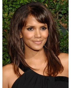 16''  Long Straight With Bangs Layered Lace Front  Remy Human Hair Women Halle Berry Wigs 16''  Long Straight With Bangs Layered Lace Front  Remy Human Hair Women Halle Berry Wigs