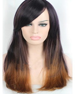 22 Inch Long Straight  With Bangs Lace Front 100% Remy Human Hair Ombre Wigs 22 Inch Long Straight  With Bangs Lace Front 100% Remy Human Hair Ombre Wigs