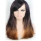 22 Inch Long Straight  With Bangs Lace Front 100% Remy Human Hair Ombre Wigs
