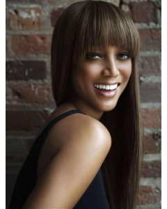 24'' Young Vivacious Charming Long Straight with Bangs Glueless Lace Front Human Hair Women Wig   24'' Young Vivacious Charming Long Straight with Bangs Glueless Lace Front Human Hair Women Wig