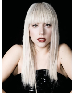 18'' Soft Straight With Bangs Capless Long Heat Friendly Synthetic  Women Lady Gaga Wigs 18'' Soft Straight With Bangs Capless Long Heat Friendly Synthetic  Women Lady Gaga Wigs