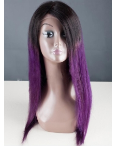 18" Long Straight Without Bangs Full Lace Indian Remy Human Hair Women Ombre Wigs  18" Long Straight Without Bangs Full Lace Indian Remy Human Hair Women Ombre Wigs