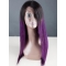 18" Long Straight Without Bangs Full Lace Indian Remy Human Hair Women Ombre Wigs 