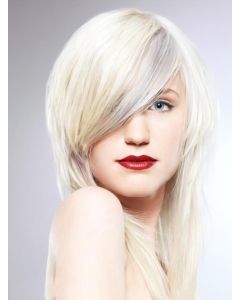 16'' Young Fashion Platinum Blonde Long Straight With Side Bangs Shoulder Length Lace Front Remy Human Hair Women Wigs 16'' Young Fashion Platinum Blonde Long Straight With Side Bangs Shoulder Length Lace Front Remy Human Hair Women Wigs