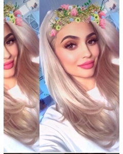 16'' Long Straight Platinum Blonde  Lace Front Synthetic Women Kylie Jenner Wigs 16'' Long Straight Platinum Blonde  Lace Front Synthetic Women Kylie Jenner Wigs