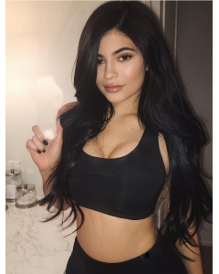 24'' Long Straight With Bangs Lace Front Black Synthetic Women  Kylie Jenner Wigs 24'' Long Straight With Bangs Lace Front Black Synthetic Women  Kylie Jenner Wigs