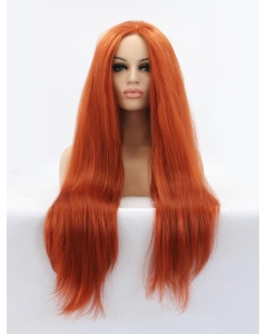 32'' Long Auburn Without Bangs  Lace Front Straight Synthetic Women Wigs 32'' Long Auburn Without Bangs  Lace Front Straight Synthetic Women Wigs
