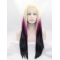 26" Straight Ombre/2 Tone Without Bangs Synthetic Lace Front Long Wigs