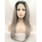 19" Straight Layered  Lace Front   Synthetic Long Grey Women Wigs